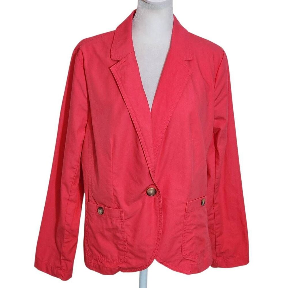 Liz Claiborne Coral Pink Blazer Size Large Petite Pink Blazer